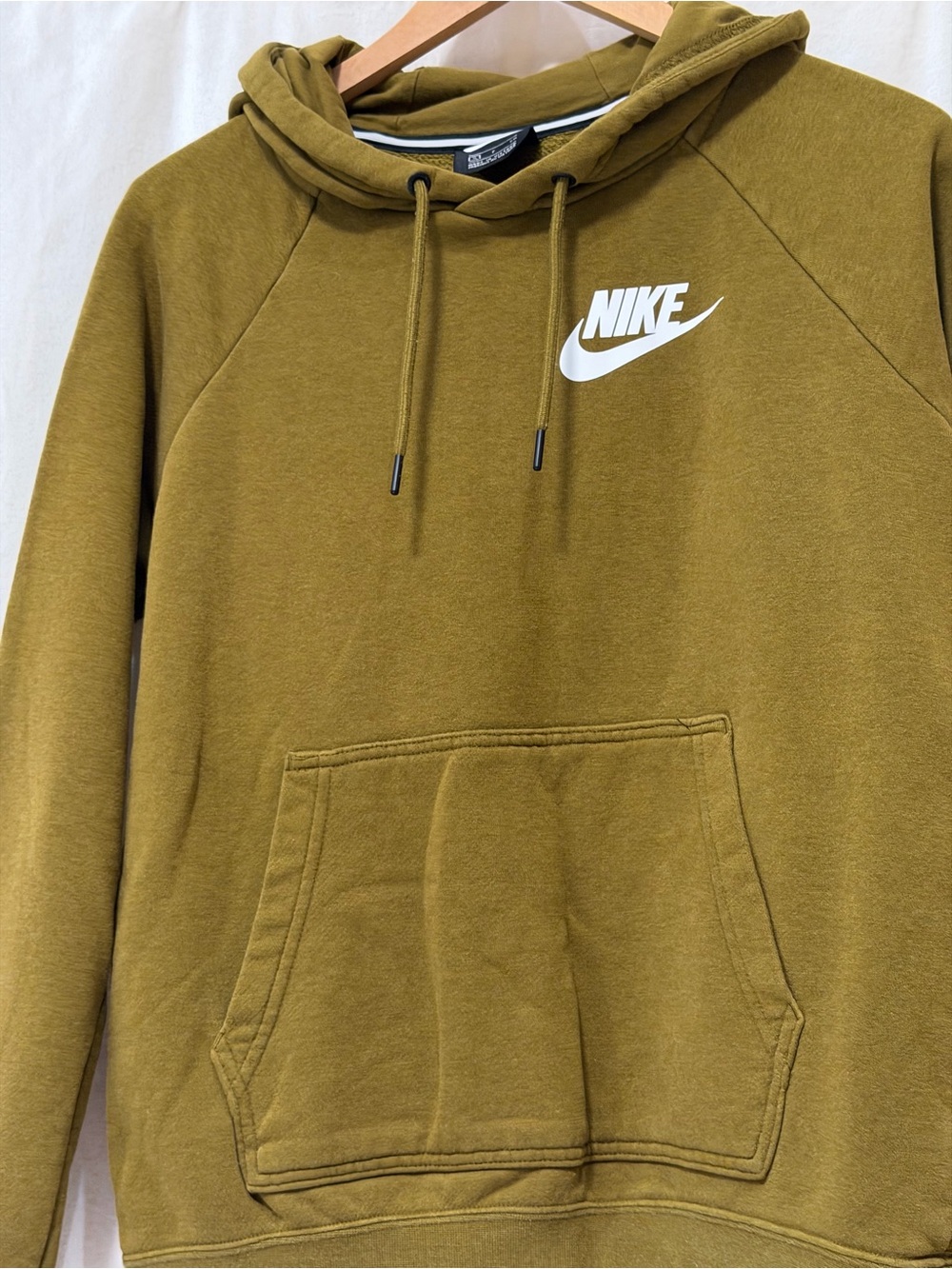 Nike Olive Green Pullover Hoodie with White Logo